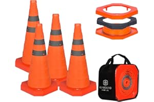GUARDLEAD Cônes de sécurité cônes de signalisation Pliables Pop - up Polyvalents avec Cercles réfléchissants pour Le stationnement Routier Multi-usages (4, 45cm avec Base lestée)