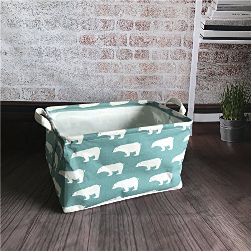 Inwagui Faltbaren Aufbewahrungskorb Wäschekorb Kinder aufbewahrung Spielzeug Warenkorb Kleidung Halter mit Deckel 39* 25* 22cm-Bär B - 2