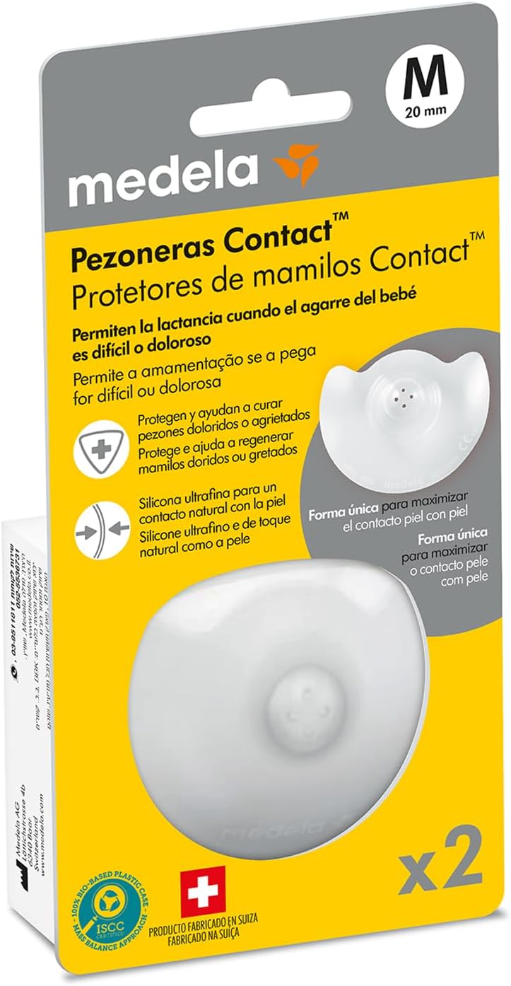 Medela Pezoneras para Lactancia Contact, Protectores Delgados de Silicona y sin BPA, 1 Paquete con Dos Protectores (20 mm) y Estuche