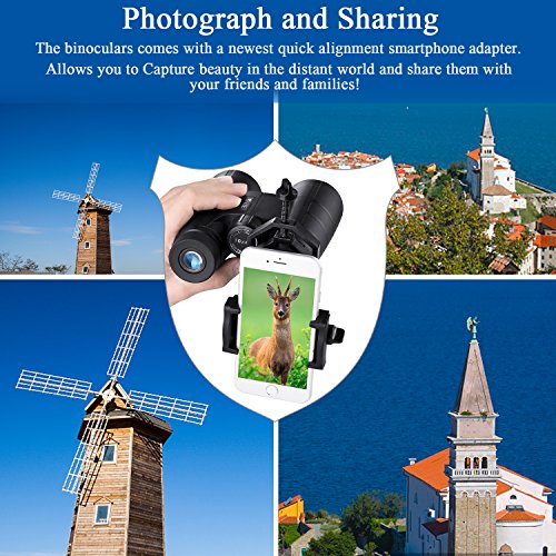 BNISE Binocolo Professionale, Compatto 10x42 HD, Prisma BaK4 FMC con Lenti Completamente Multistrato, Adatto Viaggi All'aperto, Bird Watching, Da Teatro, Caccia e Concerti, Adattatore per Smartphone