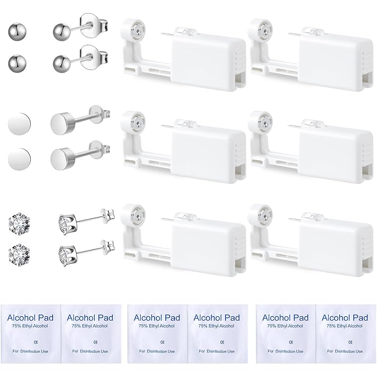 Anzero Kit De Perçage D'oreille 16 Pièces, Pistolet De Perçage D'oreille Jetable Avec Tige En Oxyde De Zirconium, Kit De Perçage D'oreille à La Maison (clous D'oreilles De 5 Mm