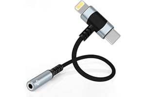 Leloco 2-IN-1 USB C+Lightning Klinke Adapter C Auf Klinke 3,5mm, USB C Aux Adapter zu Kopfhörer Jack Audio Adapter füri Phone 16 15 14 13 12 11 mit Samsung,Google Pixel