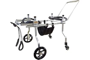 KAJILE Regolabile Supporto completo 4 Ruote Disabili Cane Sedia a rotelle,Animale domestico Carrello,Disabilità degli arti anteriori o Corpo totale Paralisi,Riabilitazione Formazione,XS
