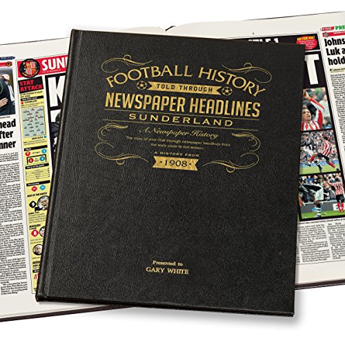 Personalised Sunderland Newspaper Book - Leather Black Cover