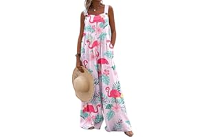 PADOLA Women's Summer Jumpsuit Flowers Printed Dungarees Elegant Loose Wide Leg Pants Bohemian Style Overalls Playsuits for Women UK