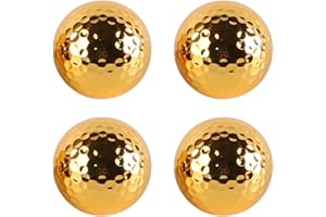 Laroal 4 Pcs Golden Golf Ball, Practice Balls Gold Plating High Visibility Metallic Coated Standard Golfing Training Golfers Men Gifts