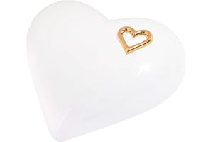 Gregspol Ltd Elegant Heart shaped Ceramic Cremation urn for ashes.Unique memorial funeral Urn (White)