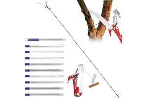 LUQIXCEY Astschere Teleskop mit Astsäge, 82-410cm Astsäge mit Stiel, Gartengeräte-Set Hochentaster Hochreichbare Schneidet, Leichter Astsäge für Astungsarbeiten und Baumpflege