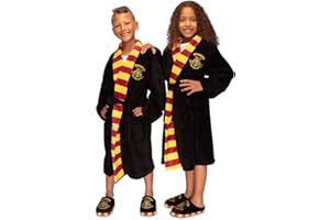 GROOVY HARRY POTTER Poudlard Enfant Peignoir - Noir, Taille - Âge 7-9 Ans