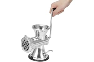 WAKECTS Aluminiowa maszynka do mielenia mięsa ręczna maszynka do mielenia mięsa z podstawą ssącą maszynka do mięsa do robienia kiełbasek, nadzienia mięsnego, 17 x 17 x 12 cm srebrny, Srebrny