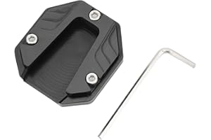 KEENSO Płyta do podpórki motocyklowej, uniwersalna, boczna płyta przedłużająca stopę aluminium, akcesoria motocyklowe, uchwyt na płytę ochronną podpórkę o wysokiej wytrzymałości (czarny)