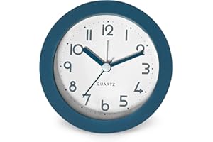 Chedin 10cm Rund Wecker, Kinder Wecker, ohne Ticken Kinderwecker, Stiller Nachttischwecker für Jungen und Mädchen mit Beleuchtung (blau)