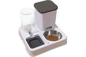 Penlimly y Agua automático para Gatos,Dispensador de Agua y Comida para Gatos | para Mascotas Antideslizante 2 en 1 | Dispensador de Agua y Comida para Mascotas Desmontable, Suministros para Mascotas