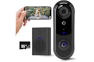 Taishixing Video Doorbell Camera with 32 GB SD Card, Wireless Doorbell Camera Outdoor, No Monthly Fee, indoor chime, 2.4G WiFi, IP65 Waterproof, Night Vision, Ai Human Detection