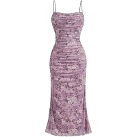Women's Floral Strapless Maxi Dress - Ruched Bodycon Long Dress For Summer, Parties & Travel