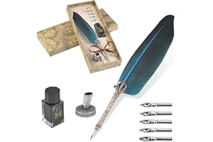 VABNEER Stylo Dip à Plume Ecriture avec Plume pour Utilisation Personnelle, Cadeau Exécutif et Décoration de Bureau Antique (avec de l'encre)
