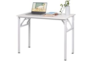 BELIWIN Folding Computer Desk, No-Assembly Writing Desk, PC Laptop Home Office Desk Workstation, 100 x 50 x 75 cm, White