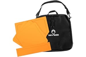 EASY PLAY SPORTS AND OUTDOORS Baseball Base Set with Carrying Bag - 3 Throw Down Bases, Homeplate, Pitching Rubber - Training Set for Kids - Bag Holds Softball, Kickball, Tee Ball, Wiffle Ball Bases - Suitable for School Practice