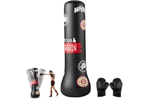 BEHOGAN Saco de boxeo de pie, 160 cm, saco de boxeo infantil, saco de boxeo de pie, saco de boxeo para niños, saco de boxeo para niños y niñas, kickboxing, karate, boxeo y alivio del estrés