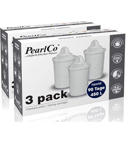 PearlCo Caraffa Filtrante In Vetro Antracite | 2L Con Cartuccia Alcalina | Compatibile Brita