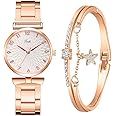 Luxury Womens Watch with Bracelet Gifts Set Rose Gold for Lady Female Elegant Wrist Watches Ladies Stylish Bracelet Watches