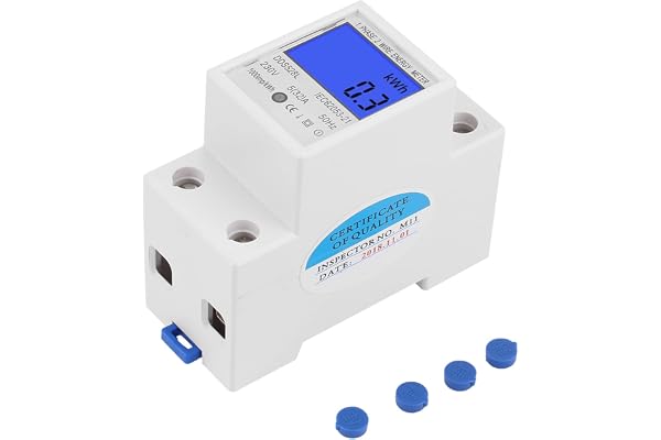 FTVOGUE 5-32A Compteur d'énergie à Rail DIN, Wattmètre monophasé à rétroéclairage LCD, Compteur KWh électronique