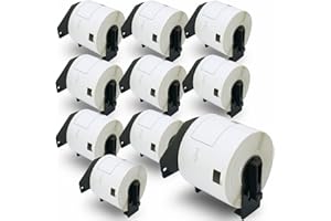 BETCKEY - 10 Rollos de DK-11202 Etiquetas Precortadas para Envíos Compatible con Brother, 62mm x 100mm, 3000 Etiquetas para Impresoras de Etiquetas QL