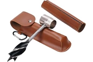 BDHYYM Taladro manual Bushcraft Tools, taladro de mano con funda de piel, taladro manual de supervivencia para camping, bushcraft y mochilero al aire libre