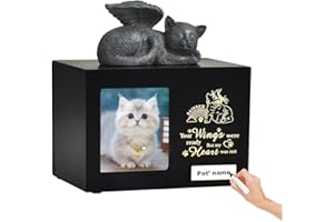 WOODURN Custom Keepsake Urns for Cats & Dogs - Wooden Box for Pet Ashes with Photo - Sympathy Gifts