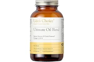 Udo's Choice Ultimate Oil Blend Capsules - Vegan Omega 3 6 9 from Cold-Pressed Plant Oils - Flaxseed, Evening Primrose, Sunflower - Heart, Brain, Skin, Hormone Support - 60 Capsules – 30 Servings