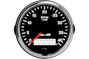 LUQEEG Contagiri da 85 Mm/3,35 Pollici, Contagiri per Barca 0‑4000 Giri/min con Display LCD, Impermeabile IP67 per Auto 12/24 V, Camion, Barca, Motore, Motore a Benzina 1‑8 Cilindri