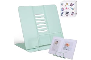 Kssvzz Atril para Libros Estudio, Soporte Libros de Metal Plegable para Leer, Soporte de Lectura con 6 Alturas Ajustables para Libro de Recetas Tableta Partituras, Verde