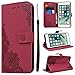 Produktbild SMART LEGEND Lederhülle für iPhone7 Plus Ledertasche Hülle Drucken Weinstock Blume Muster Schutzhülle Premium PU Leder mit Handschlaufe Flip Case Protective Cover Innere Weiche Silikon Bookcase Handy Tasche Schale mit Kartenfächer Magnetverschluß Standfunktion Etui - Rot