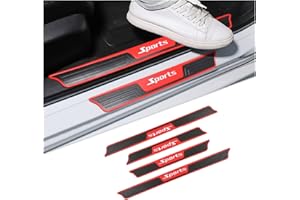 JNNJ 4 PCS Car Door Sill Plate Protectors, Auto Door Entry Guards Sill Scuff Cover Panel Step Protector, PVC Rubber Anti-Scratch Front Rear Door Pedal, Car Accessories for Most Vehicles（Sport）
