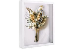 GEBRAZY Ramka na zdjęcia 3D 25 x 20 cm, 3 cm ramka obiektowa głęboka ramka, odpowiednia do prawdziwych zdjęć, dzieł sztuki, pamiątek, prezentów ślubnych, prezentów na Dzień Matki (biała)