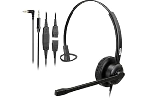 MAIRDI Casque Téléphone Mono Fixe Câblé de 2,5 mm Mono avec Micro Anti-Bruit et Contrôle de Volume, Écouteurs de Centre d'appel pour Siemens Gigaset Grandstream Polycom Téléphones sans Fil Dect