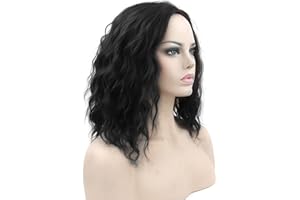 IMISSU Krótkie Afro Kręcone Włosy Peruki Cosplay Peruka Kostium Halloween Party Nakrycia Głowy dla Kobiet (Czarny)