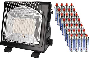 ALPEN CAMPING GAS ENERGY ALPEN CAMPING - Chauffage à gaz portable 1700W + 28 Cartouches gaz 2en1 Réchaud Basses températures