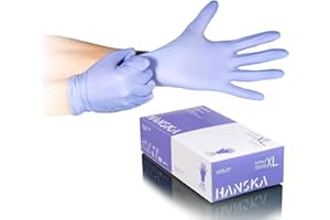 HANSKA Guanti Monouso Nitrile Viola - Senza Polvere - Usa e Getta- Ambidestri - Non Sterili - Base di Gomma - Adatti per Ambiti Medici, Manipolazione degli Alimenti