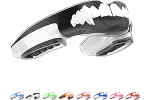 Reductro Mouthguard Slim Fit, Adults and Junior Sports Gum Shield Mouth Guard with case for Boxing, MMA, Rugby, Hockey, Karate, Judo and All Contact Sports. Fitting Technology. (Black & White)