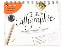 Clairefontaine Brause 96442B- Un bloc à spirale de calligraphie 50 feuilles lignées crème 29,7x42 cm (français et anglais)