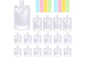 Swpeet 24-pack 3 storlekar 30 ml 50 ml 100 ml resepåsar med etikettpapper, sortimentsats, tomma klämpåsar TSA-godkänd stående