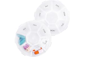 WLLHYF Lot de 2 piluliers de voyage hebdomadaires et quotidiens Pilulier portable de voyage pour médicaments vitamines huile de foie de morue pilules compléments