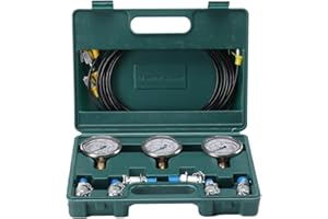 NICCOO Hydraulic Pressure Gauge Kit, Pressure Tester, 250 Bar - 600 Bar Stainless Steel Pressure Gauge Test Meter Set with Test Couplings Test Hose for Digger Construction Machine