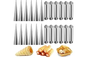 BETOY Antiaderente Cannoli Stampi 20PCS Cannoli Form Tubi Cream Roll Mold Set Stainless Steel Cannoli Form Tubi Corno Tubo Baking Mold Croissant Stampi Pasticceria Crema Horn Torta Pane Mold