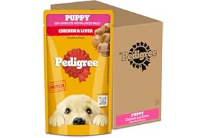 Pedigree Puppy Wet Dog Food, Chicken Chunks in Gravy, 130 g (Pack of 12), Complete & Balanced Meal for Puppies