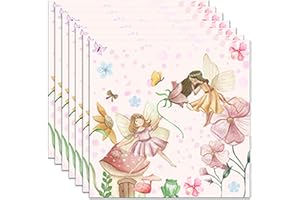 ‎DAZZJOY DazzJoy Servietten Schmetterling Feen Geburtstag Deko 33x33cm, 20 Stück Fee Papierservietten, Feen und Elfen Servietten Geburtstag Mädchen,Servietten Rosa für Frühling,Karneval,Ostern Kindergeburtstag
