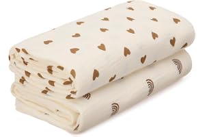 GSrenyu 2 Pcs Large Muslin Blanket 100x100cm Large Cotton Muslin Cloths For Baby Swaddle Blanket Wraps Baby Essentials Shower