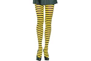 LEGAVE Leg Avenue Strumpfhose Schwarz Gelb quer geringelt Einheitsgröße 60 DEN Damen Karneval Fasching