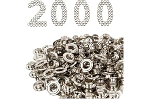 Emoshayoga 2000 sztuk oczek 6 mm do szczypiec do oczek, plandek, materiału, płótna żaglowego, zasłon i banerów (kolor srebrny)